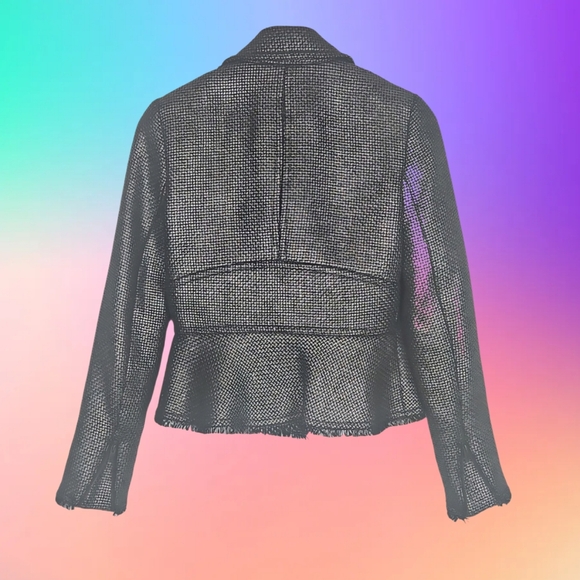 Banana Republic Moto Jacket Silver Tweed Metallic Asymmetrical Zip Jacket - Picture 7 of 8